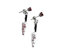Mjzzh Boucles d’Oreilles Halloween Couteau - Goth, Strass Rouges Punk - Rock en Alliage, Bijoux d’Oreilles Décoratifs Originaux