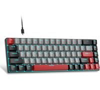 Mk-Box Clavier De Jeu Mécanique Portable 60 % Rétroéclairé À Led Bleue Compact 68 Touches Avec Interrupteur Marron Pour Ordinateur Portable Windows, Pc, Mac ¿ Gris/Noir
