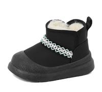 MK Mat Keely Bottes de Neige Enfant Bottines Hiver Garçon Fille Chaussures Imperméable Chaud Extérieur avec Antidérapant Sole,Noir,EU 24/25