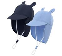MK MATT KEELY 2 Pièces Chapeau Bébé Chapeau de Soleil Eté Enfant Fille Garçon Casquette Visière du Cou,Bleu+Marine,12-24 Mois