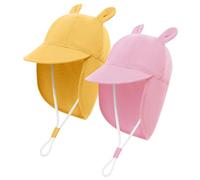 MK MATT KEELY 2 Pièces Chapeau Bébé Chapeau de Soleil Eté Enfant Fille Garçon Casquette Visière du Cou,Rose+Jaune,12-24 Mois