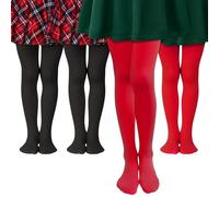 MK MATT KEELY 4 Paires Collant Fille Collant Opaque Rouge Noir Enfant Fille Collant Danse Classique Legging Ballet 80 Deniers,4 5 Ans