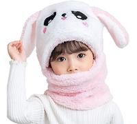 MK MATT KEELY Bonnet Enfant Garcon Fille 3 in 1 Ensemble Bonnet Snood Cache Cou Cache Oreille,Lapin-Rose,9-14 Ans