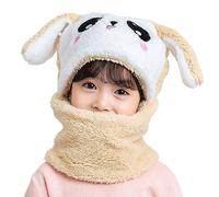 MK MATT KEELY Bonnet Enfant Garcon Fille 3 in 1 Ensemble Bonnet Snood Cache Cou Cache Oreille,Lapin-Beige,5-8 Ans