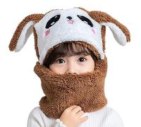 MK MATT KEELY Bonnet Enfant Garcon Fille 3 in 1 Ensemble Bonnet Snood Cache Cou Cache Oreille,Lapin-Marron,1-4 Ans