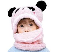MK MATT KEELY Bonnet Enfant Garcon Fille 3 in 1 Ensemble Bonnet Snood Cache Cou Cache Oreille,Panda-Rose,5-8 Ans