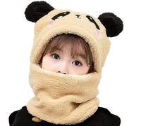 MK MATT KEELY Bonnet Enfant Garcon Fille 3 in 1 Ensemble Bonnet Snood Cache Cou Cache Oreille,Panda-Beige,5-8 Ans