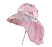 MK MATT KEELY Chapeau de Soleil Fille Réglable Large Bord Chapeau Bonnet de Plage d'été pour Enfants UPF 50+ avec Mentonnières Réglables,U Rose