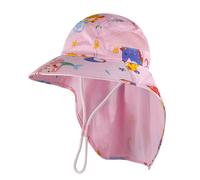 MK MATT KEELY Chapeau de Soleil Fille Réglable Large Bord Chapeau Bonnet de Plage d'été pour Enfants UPF 50+ avec Mentonnières Réglables,Sirène Rose
