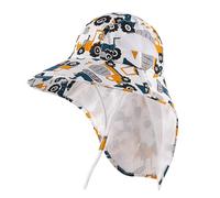MK MATT KEELY Chapeau de Soleil Garçon Réglable Large Bord Chapeau Bonnet de Plage d'été pour Enfants UPF 50+ avec Mentonnières Réglables,Camion Blanc