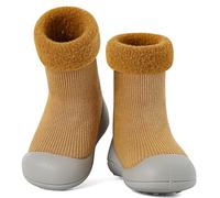 MK MATT KEELY Chaussons Hiver Bébé Garcon Fille Chaussettes Antidérapantes Enfant Chaussures Premiers Pas avec Semelle Caoutchouc,Jaune,12-18 Mois