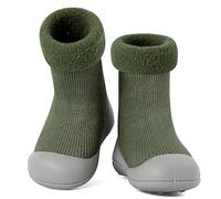 MK MATT KEELY Chaussons Hiver Bébé Garcon Fille Chaussettes Antidérapantes Enfant Chaussures Premiers Pas avec Semelle Caoutchouc,Vert foncé,12-18 Mois