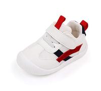 MK MATT KEELY Chaussure Bébé Fille Garçon Premier Pas Chaussons Marche Enfants Non-Slip Cuir Souple 0-4 Ans,Rouge,20 EU