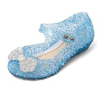 MK MATT KEELY Chaussures de déguisement pour filles - Cendrillon Elsa - Chaussures plates avec nœud - Chaussures Mary Jane pour les tout-petits - Pour fête, Halloween, cosplay, bleu, 26 EU