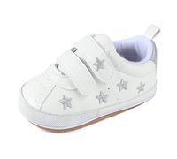 MK MATT KEELY Chaussures Premiers Pas Bébé Fille Garçon Baskets Bebe Cuir Souple avec Semelle Antidérapante 6-12 Mois,Gris