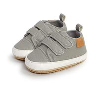 MK MATT KEELY Chaussures Premiers Pas Bébé Fille Garçon Chaussons Cuir Souple Enfants 3-6 Mois,Gris
