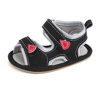 MK MATT KEELY Sandales Bébé Garçon Fille Cuir Souple Chaussures Premiers Pas Été Antidérapant Bout Ouvert,Gris,12-18 Mois