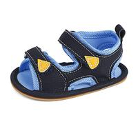 MK MATT KEELY Sandales Bébé Garçon Fille Cuir Souple Chaussures Premiers Pas Été Antidérapant Bout Ouvert,Bleu,12-18 Mois