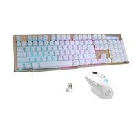 MK500 Ensemble clavier et souris sans fil, touches multimédia ergonomiques anti-ghosting avec souris optique rétroéclairée, 2,4 G rechargeable RVB pour PC, ordinateur portable, ordinateur de bureau