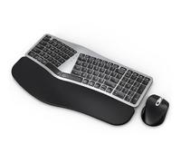 MK960 Ensemble clavier ergonomique sans fil, Bluetooth/2,4 G, clavier divisé avec repose-poignet et souris sans fil réglable à 4 niveaux, multi-appareils, rechargeable, pour Windows/Mac/Android