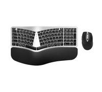 MK960 Ensemble clavier ergonomique sans fil, Bluetooth/2,4 G, clavier divisé avec repose-poignet et souris sans fil réglable à 4 niveaux de DPI multi-appareils, rechargeable, pour Windows/Mac/Android