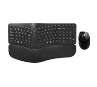 MK960 Ensemble clavier ergonomique sans fil, Bluetooth/2,4 G, clavier divisé avec repose-poignet et souris sans fil réglable à 4 niveaux DPI multi-appareils, rechargeable, pour Windows/Mac/Android