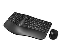 MK960 Ergonomic Wireless Keyboard Mouse Combo, Bluetooth/2.4G Split Design Keyboard with Palm Rest and 4 Level DPI Adjustable Wireless Mouse Multi-Device, Rechargeable, for Windows/Mac/Android(Black)