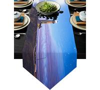 MKAK Aquarelle Moon Vert Linge Buckap Table Runner de Tableau, Long Table Runner Cuisine Holiday Parties Décoration d'événements Chemin de Table(4,33x274cm)