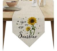MKAK Couverture de Table de décoration de Mariage, Tournesol Bee Flower Black Table Runner Home Party Hôtel Nappe Table Dîner Table Decor Chemin de Table(3,33x274cm)