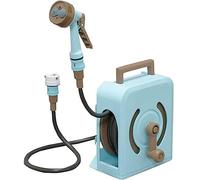 MKAK Enrouleur De Tuyau Rétractable Portable, for Tuyau D'arrosage Organisateur D'arrosage Compact Outil De Lavage Voiture Domestique Avec Pistolet À Eau(Blue,Hose Cart+10m Pipe)