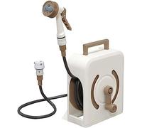 MKAK Enrouleur De Tuyau Rétractable Portable, for Tuyau D'arrosage Organisateur D'arrosage Compact Outil De Lavage Voiture Domestique Avec Pistolet À Eau(Beige,Hose Cart+10m Pipe)