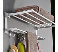 MKAK Porte-Serviettes de Bain Pliable vêtements Support de Rangement 40cm en Aluminium étagère avec Crochet Cuisine Hôtel No Forage Porte-Serviettes
