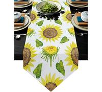MKAK Sunflower Bee Flower Black Table Runner, Home Party Hôtel Nappe Table Dîner Table Decor Decor Decoration Table Couverture Chemin de Table(4,46x183cm)