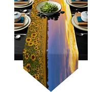 MKAK Sunflower Bee Flower Black Table Runner, Home Party Hôtel Nappe Table Dîner Table Decor Decor Decoration Table Couverture Chemin de Table(6,33x229cm)