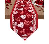 MKAK Valentin's Day Love Table Runners, Accessoires de Cuisine Décoration Table Tapis Maison Home Event Party Fournitures Nappe Chemin de Table(33x178cm)