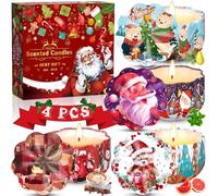 MKAKYES Bougies Parfumées de Noël, 4 Pièces Soja Naturel Bougies Parfumée, Coffret Bougies Parfumées Cadeau, Bougie Noel, pour Noël, L'aromathérapie, La Saint-Valentin et Cadeau de d'anniversaire
