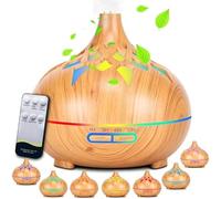 MKAKYES Essential Oil Diffuser 550 ML, Ultrasonic Humidifier Aromatherapy Diffuser with 7 Colours LED Lights with Remote Control 4 Timer and Automatic Shut-Off, Aroma Diffuser for Home, Bedroom, Yoga
