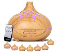 MKAKYES Essential Oil Diffuser 550 ML, Ultrasonic Humidifier Aromatherapy Diffuser with 7 Colours LED Lights with Remote Control 4 Timer and Automatic Shut-Off, Aroma Diffuser for Home, Bedroom, Yoga