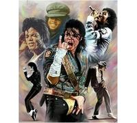 MKANLKX Peinture Diamant Ronde 5D À Faire Soi-Même, Michael Jackson, Broderie Complète De Diamants, Sac Artisanal, Image Au Point De Croix, Cadeau De Décoration D'Intérieur, 40 X 50 Cm