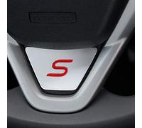 MKBHD Voiture ST S Logo Volant Paillettes Autocollant ABS Chrome Couverture Autocollant Fit for Ford Fiesta Ecosport 2009-2016 Auto Acc. (Color : S Red)