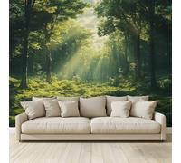 MKBKLI Papier Peint Panoramique Forêt verdoyante avec lumière soleil filtrant à travers les arbres Murale 3D Intissé Fresque Poster Décoration Fond De Mur Tv Salon Chambre 250 (H) x 175 (L) cm