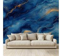 MKBKLI Papier Peint Panoramique Marbre bleu abstrait moderne Murale 3D Intissé Fresque Poster Décoration Fond De Mur Tv Salon Chambre 400 (H) x 280 (L) cm