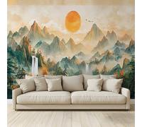 MKBKLI Papier Peint Panoramique Peinture traditionnelle chinoise représentant un paysage Murale 3D Intissé Fresque Poster Décoration Fond De Mur Tv Salon Chambre 300 (H) x 210 (L) cm