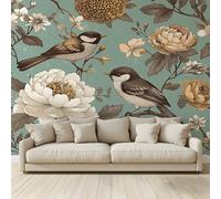 MKBKLI Papier Peint Panoramique Pivoines roses chrysanthèmes Murale 3D Intissé Fresque Poster Décoration Fond De Mur Tv Salon Chambre 350 (H) x 256 (L) cm