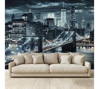 MKBKLI Papier Peint Panoramique Pont Brooklyn à New York Murale 3D Intissé Fresque Poster Décoration Fond De Mur Tv Salon Chambre 300 (H) x 210 (L) cm