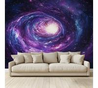 MKBKLI Papier Peint Panoramique Tunnel galactique violet Murale 3D Intissé Fresque Poster Décoration Fond De Mur Tv Salon Chambre 300 (H) x 210 (L) cm