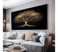 MKBKLI Tableau sur Toile Arbre de vie doré, Moderne, 60x120 cm, Sans cadre | Impression sur Toile, Decoration Murale Salon, Image sur Toile, Affiche Poster Murale Tableaux