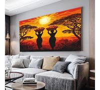 MKBKLI Tableau sur Toile Coucher de soleil africain Impression sur Toile, Decoration Murale Salon Moderne, Image sur Toile, Affiche Poster Murale Tableaux 80x160 cm, Sans cadre