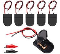 MKBKLLJY Lot de 6 boîtes de rangement pour piles CR2032 - 3 V - Noir - Avec interrupteur marche/arrêt et pinces crocodiles pour bricolage électronique