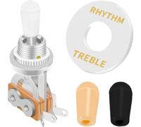 MKBKLLJY Sélecteur de micro à 3 positions avec boutons à capuchon blanc pour guitare SPDT ON-OFF-ON avec plaque blanche RHYTHM TREBLE pour guitare électrique Gibson Epiphone Les Paul et basse
